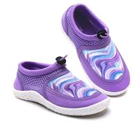 Water Shoes Kids Toddlers Girls Swim Beach Shoes Aquasport Barefoot Non-Slip Wetsuit Shoes for Swimming(Purple-LiuLi,30)