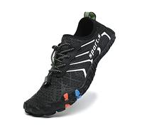 Water Shoes Mens Womens Quick Dry Aqua Shoes Drainage Holes Beach Swim Shoes Unisex Barefoot Shoes for Kayaking Gym Fitness Trail Running Hiking Walking (UK2.5,EU35) Black