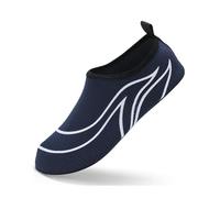 Water Shoes Quick-Drying Men Aqua Shoes Lightweight Women Water Shoes Soft Couple Beach Shoes Summer Anti-Slip Casual Sneakers Flexible for Surfing Pool(K18-Blue White,48-49)