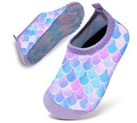 Water Shoes Toddler Kids Baby Infant Girls Beach Shoes Swim Shoes Barefoot Aqua Socks Non-Slip for Swmming Pool Water Park(Blue Purple Mermaid,26/27)