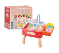 Water Sink Playset - 45.5x36cm Kitchen Toys Set, Automatic Cycle System | Pretend Kitchens Accessories Toy for Preschool Learning Activity Sensory Skill Development Play Washing Dishes Simulation