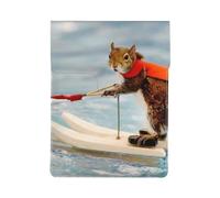 Water Skiing fox Squirrel Print 13-inch Laptop Sleeve, Slim Shockproof Insertion Design Leather Laptop Case for Office, School, Travel