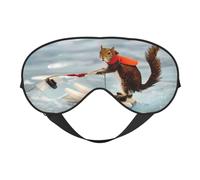 Water Skiing Fox Squirrel Print Soft Eye Mask â€“ Elastic Nighttime Shade, Light-Proof Blindfolds for Plane, Yoga, Travel