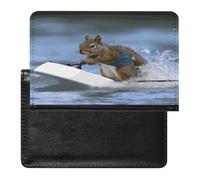 Water Skiing Squirrel Passport Holder Vaccine Card Holder Travel Document Organizer Credit Card Organizer for Women/Men