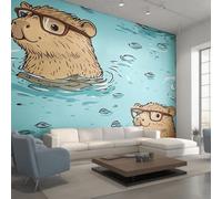 Water Sloth Wallpaper for Living Room, Funny Cute Animal Wall Mural for Bedroom, Non-Woven Photo Wallpaper Home Decor 366X254cm, Wall Decoration D21