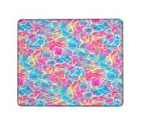 Water Small Mouse Pad, Abstract Modern Undulation Waves Summer Peach Square Rubber Non Slip Stitched Edge Cloth Mousepad Desk Decor for Office Home Dorm Laptop Square 8x10 Inch