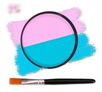 Water-Soluble Dual-Colour Face Paint Compact for Face Art and Theatre - Vibrant Pink and Turquoise Blue Palette with Brush, Ideal for Festivals, Costumes, and Creative Expression with Adults and Kids