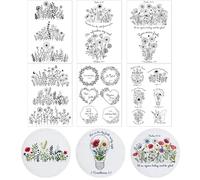 Water Soluble Embroidery Pattern Stabilizers, 6 Sheets Floral Embroidery and Stitch Embroidery Paper, Pre-Printed Bible Verses, Flower Transfer Paper, DIY Gifts for Hand Sewing Lovers, Beginners