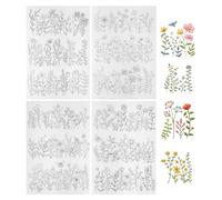 Water Soluble Embroidery Stabilizer, 4 Sheets Water Soluble Stabilizer for Embroidery Patterns Stick and Stitch Embroidery-Paper Designs Transfer Paper with Pre-Printed Flower Leave for Hand Sewing
