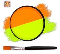 Water Soluble Face Makeup Paint for Adults Kids, 2 Colors High Face Painting Kit with Brush, Easy Wash Off Water Based Neon (Pumpkin Acid)