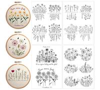 Water Soluble Flower Embroidery Patterns, 4 Sheets Embroidery and Stitch Embroidery Papers, Washable, Pre-printed Bible Verses, Floral Pattern Transfers, Custom Gift for Hand Sewing Lovers, Beginners
