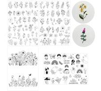Water Soluble Stabilizer Embroidery Patterns - Flower Stick and Stitch Embroider Paper Wash Away, Boho Rainbow Designs, Surprise for Hand Sewing Lover(4 Sheets)