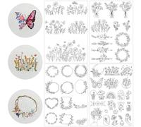 Water Soluble Stabilizer Embroidery Patterns - Flower Stick and Stitch Embroider Paper Wash Away, Butterfly Floral Frame Designs, Suprise for Hand Sewing Lover(4 Sheets)