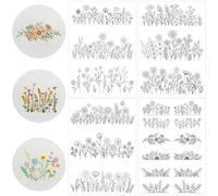 Water Soluble Stabilizer Embroidery Patterns - Stick and Stitch Embroider Paper Wash Away, Flower Floral Daisy Butterfly Designs, Suprise for Hand Sewing Lover(4 Sheets)