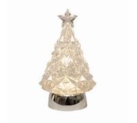 Water Spinner Warm White LED Light Up Christmas Tree 23cm Tall Silver Base - Battery Operated