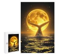 Water Splashing Around Celestial Whale Moonlit Ocean Night, 1000 PCS Challenging Puzzle for Adults, Year-End Present - for Detail-Focused Puzzlers