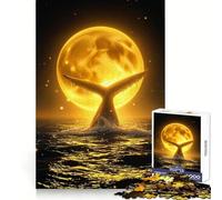 Water Splashing Around Celestial Whale Moonlit Ocean Night Jigsaw 1000 Pieces for Adults Focus Enhance Casual Relaxation Smooth Cut Lovely Gift (38x52cm)