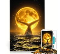 Water Splashing Around Celestial Whale Moonlit Ocean Night Jigsaw Puzzles for Adults 1000 Think Boost Game Precise Interlock Structure Easy to Learn Family Enjoyment (50x75cm)
