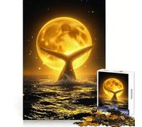 Water Splashing Around Celestial Whale Moonlit Ocean Night Jigsaw Puzzles for Adults1000 Pieces Brain Stimulation Mind Calming Fun Premium Cut Lovely Gift (50x75cm)