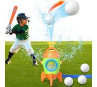 Water Sprinkler for Kids, 2 in 1 Water Sprinkler Baseball Toy Set with 4 Baseballs, Water Toys for Outdoor for Lawn Garden Game, Summer Garden Toys for Kids Boys Girls Ages 3-12 (Rocket)