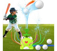 Water Sprinkler for Kids, 2 in 1 Water Sprinkler Baseball Toy Set with 4 Baseballs, Water Toys for Outdoor for Lawn Garden Game, Summer Garden Toys for Kids Boys Girls Ages 3-12 (Frog)