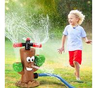 Water Sprinkler for Kids, Fire Hydrant Water Toy Hose Sprinkler Garden Spinning Sprinkler for Kid, Summer Outdoor Sprinkler Toys for Boy/Girls Gift 3-10 Years Old with Storage Bag (Brown Tree Stump)