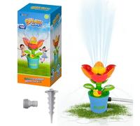 Water Sprinkler for Kids, Fire Hydrant Water Toy Hose Sprinkler Garden Spinning Sprinkler for Kids, Summer Outdoor Sprinkler Toys for Boy Girls Gift 3-10 Years Old, with Storage Bag (Red Flowerpot)