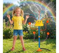 Water Sprinkler Outdoor Yard Toy for Kids, Smile Face Rainbow Splash Toy with 8 Wiggle Tubes 4 Nozzle, Backyard Lawn Water Sprinkler, Summer Family Games, Fun Water Toys for Kids (A, 83cm/32in)