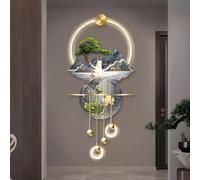 Water Storage,LED Wall Art Decor, Koi Fish and Pine Painting with Light, High Mountains and Flowing Water Decoration for Entrance Hallway