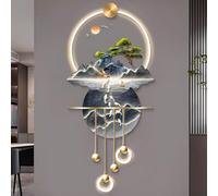 Water Storage,LED Wall Art Decor, Koi Fish and Pine Painting with Light, High Mountains and Flowing Water Decoration for Entrance Hallway