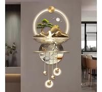 Water Storage,LED Wall Art Decor, Koi Fish and Pine Painting with Light, High Mountains and Flowing Water Decoration for Entrance Hallway