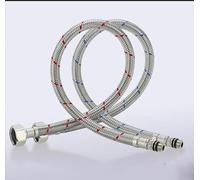 Water Supply Pipe Tap Connection Hose Set 2-Piece Stainless Steel Flexible Hot Cold Sink Fitting Inlet Connection Pipe (Silver, One Size)