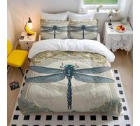 Water Surface Dragonfly Printed Duvet Cover Set, Modern Art Style, Pink Purple Blue, Ideal for Bedroom Decor (01,Double200x200cm+50x75cm*2)