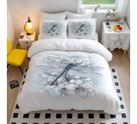 Water Surface Dragonfly Printed Duvet Cover Set, Modern Art Style, Pink Purple Blue, Ideal for Bedroom Decor (04,Double200x200cm+50x75cm*2)