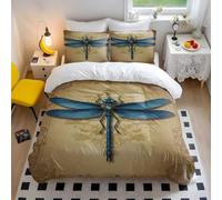Water Surface Dragonfly Printed Duvet Cover Set, Modern Art Style, Pink Purple Blue, Ideal for Bedroom Decor (05,King 240x220cm+65x65cm*2)