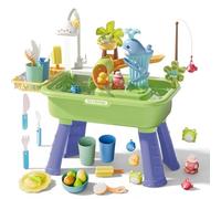Water Table For Boys Girls Ages 4-8 - Upgraded Play Sink With Pump And Running Water, 180° Rotating Faucet, Detachable Legs, Fishing Game, Outdoor Sensory Toy