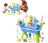 Water Table for Children, 4 in 1 Play Sink with Pump and Running Water, Summer Outside Sensory Activity Pool Toys, Educational Waters Play Set for Garden, Indoor Waters Plays Toys for Home
