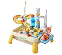 Water Table for Kids 3-8, Sand and Water Table Play Set With Pump, Play Sink With Running Waters, Activity Sensory Playtable for Backyard Beach Grass,Summer Outdoor Toy for Boys Girls 46x28x30cm
