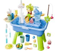 Water Table For Kids, 4 In 1 Play Sink With Pump And Running Water, Summer Outside Sensory Activity Pool Toys, Educational Waters Play Set For Garden, Indoor Waters Plays Toys For Home