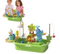 Water Table, Sand Activity Table, Sensory Learning Toy, Builtin Water Pump, Interactive Skill Builder for Backyard Beach Home Use, Outdoor Playtime, 21.26x13.39x11.42 Inches