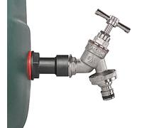 Water Tank Replacement Brass Union Bib Tap with 4CM Extended Male-Female 3/4” BSP Water Butt Adapter, Corrosion & Rust Resistant Nickel Plated Brass, Garden Hosepipe Quick Connector Click lock Style