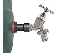 Water Tank Replacement Brass Union Bib Tap with Male-Female 3/4” BSP Water Butt Adapter, 4cm Extended Design, Corrosion & Rust Resistant Nickel Plated Brass Bibtap, 3/4” Garden Hosepipe Barbed Outlet
