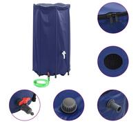 vidaXL 380L Blue PVC Foldable Water Tank with Tap and Mesh Lid for Garden Irrigation and Outdoor Activities, Durable Rainwater Collection Container