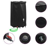 vidaXL Foldable Water Tank with Tap - 500L PVC Collapsible Rainwater Storage Container, Portable, with Hose, Black, 80x100cm