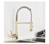Water-Tap,Brushed Nickel Kitchen Faucet Pull Down Kitchen Mixer Faucet 360 Degree Swivel Kitchen Sink Faucet Hot & Cold Water Faucet,Single Lever Monobloc Kitchen Mixer,Gold Polish