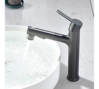 Water-Tap Countertop Kitchen Faucet Gun Gray Copper Pull-Out Faucet Hot and Cold Washbasin Above Counter Basin Faucet Water on The Wash Head,Df