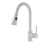 Water-Tap Kitchen Sink Mixer Tap 360&Deg;Kitchen Taps Home Kitchen Water Tap European Copper Single Hole Black Hot and Cold Water Mixing Faucet Pull The Kitchen Faucet/White