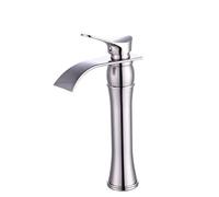 Water-Tap,Retro Waterfall Bathroom Faucet Single Lever Mixer Tap Basin Countertop Washbasin Taps Water Sink Faucets, High Spout, Made of Brass,Chrome