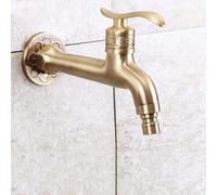 Water-Taps,Bathroom Mop Pool Faucet in-Wall Single Cold Bathroom Small Leader Pure Copper Fast Open Spool 4 Points Water Nozzle Splash Tap Water-Tap 1/2G Brushed Brass,B,Large
