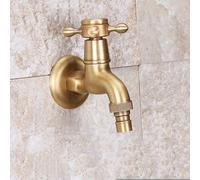 Water-Taps,Bathroom Mop Pool Faucet in-Wall Single Cold Small Tap Pure Copper Open Quickly Spool 4 O'Clock Nozzle Washing Hine Splash Proof Water-Tap 4 Points Brushed Brass,B,Small